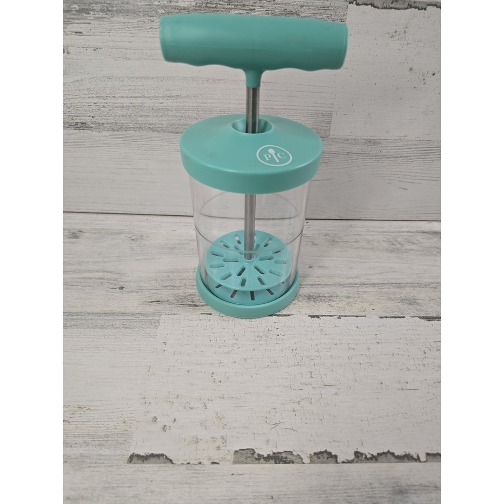Pampered Chef Milk Frother 2610 Teal Turquoise Manual Coffee Foam Maker Pump